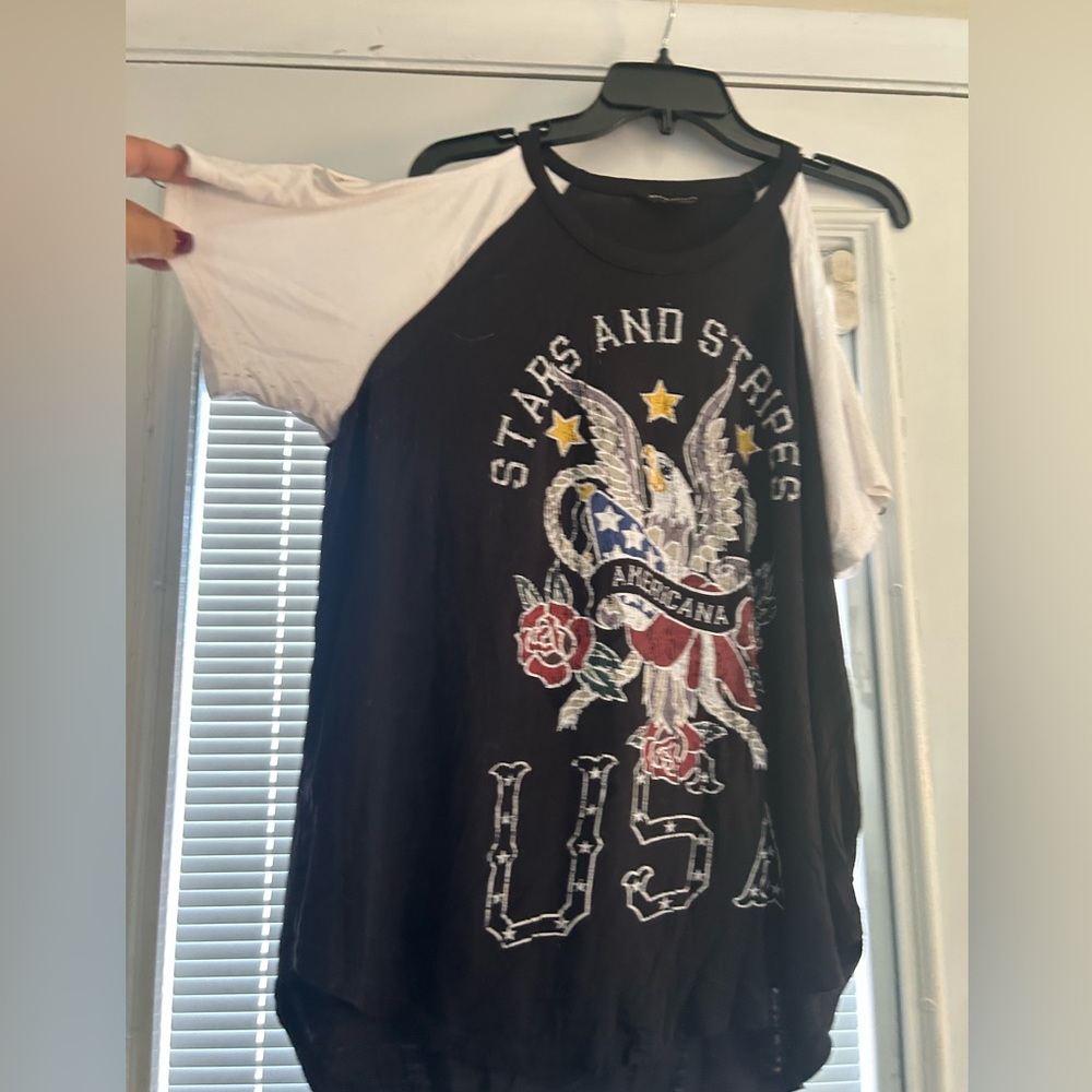 Cute patriotic cold shoulder top